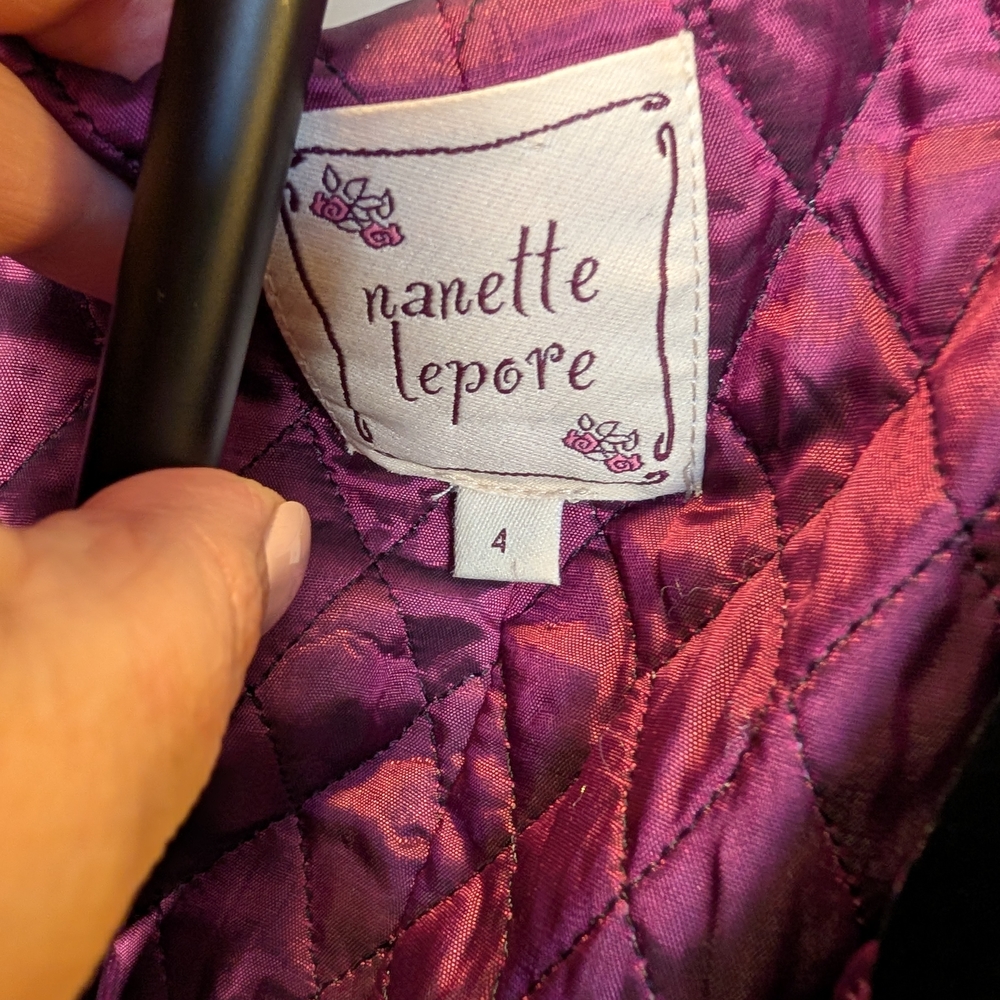 Nanette Lepore Elegant Black Velvet Cape like Jacket - Picture 9 of 11